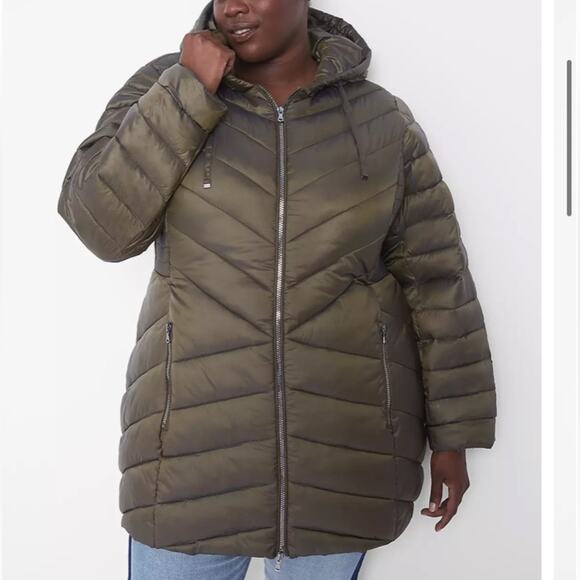 Lane Bryant Olive Prima Puffer jacket - Picture 1 of 13